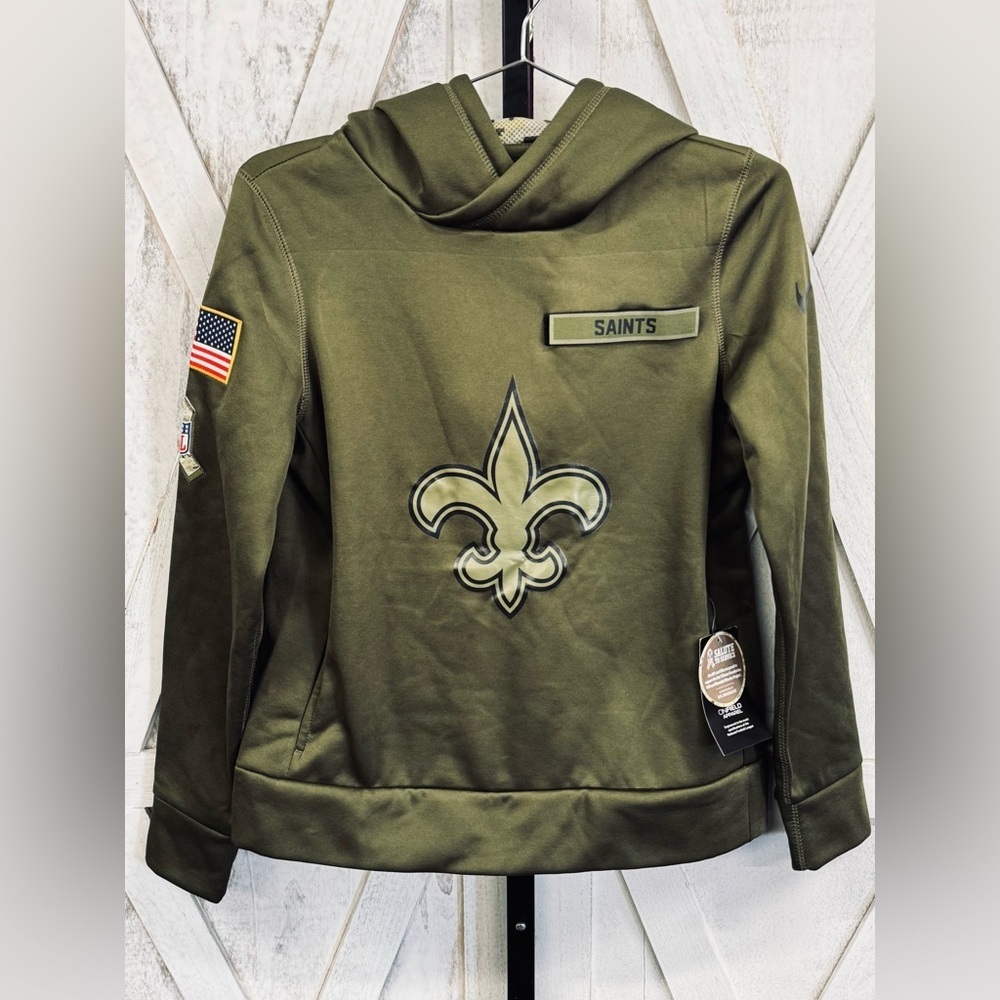 NFL Olive Green Kids Hoodie with Saints Logo